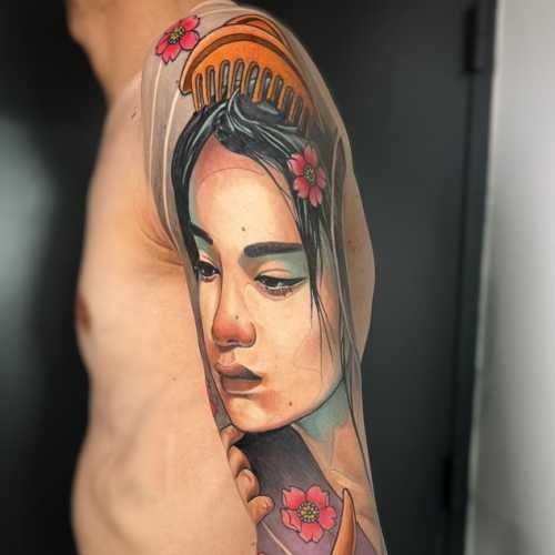 visage réaliste tatouage japonais